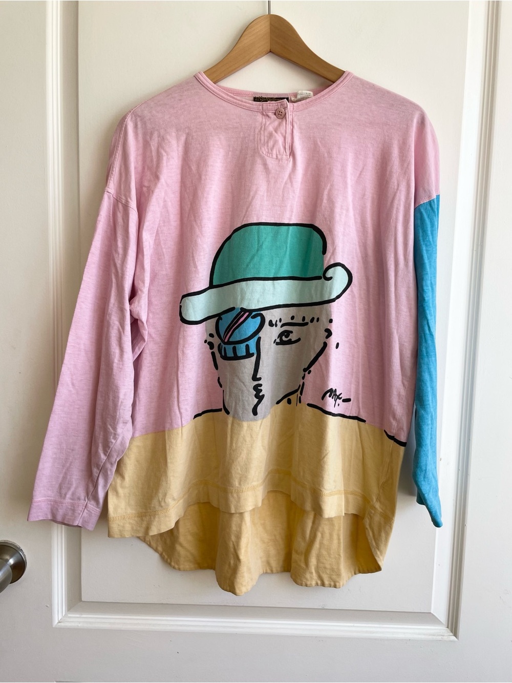 Vintage 1987 Peter Max Neo Max Asymmetrical Art Shirt Pop Art Graphic M Pastel